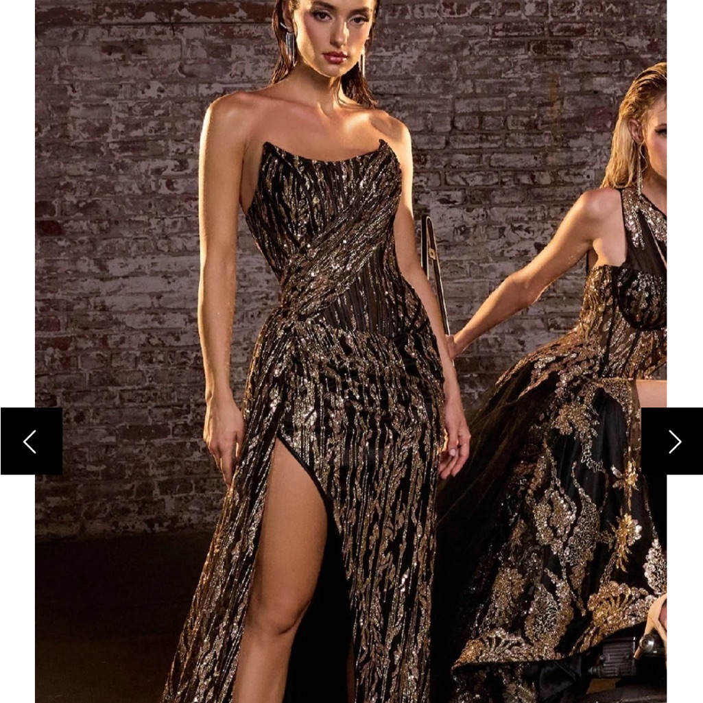 Strapless Black And Gold Sequin Dress